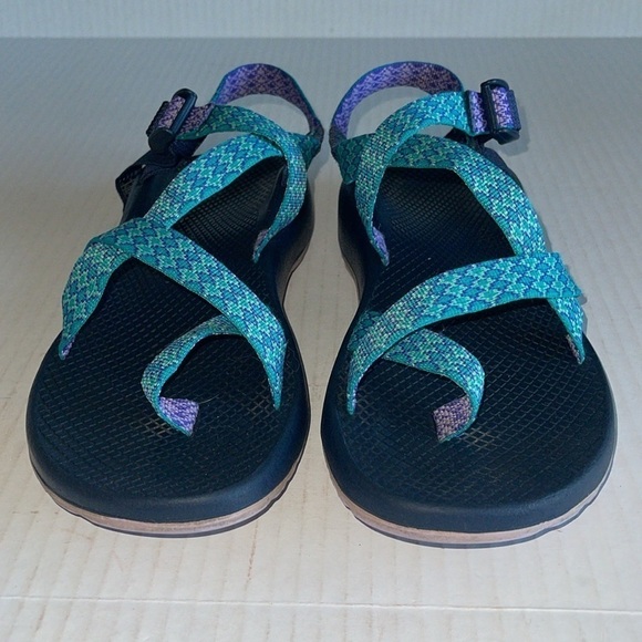 Chaco Z2 Teal And Purple Adjustable Strap Classic Sandals - Picture 3 of 8